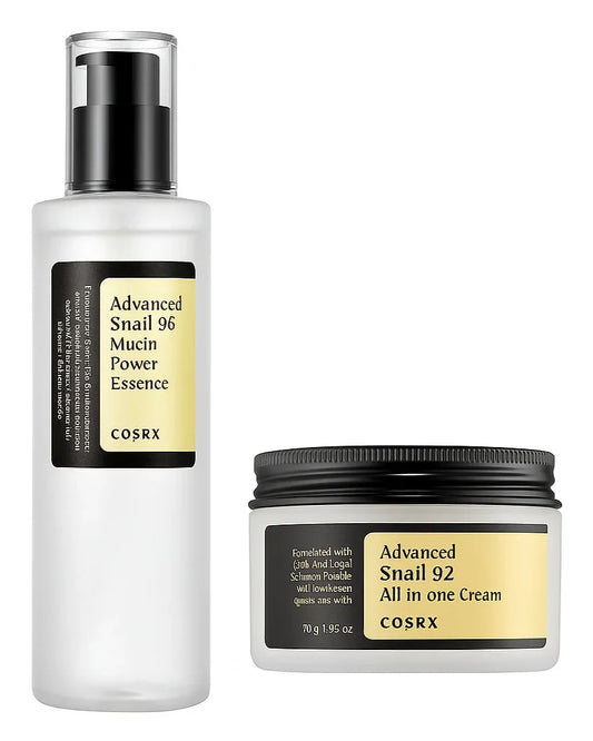 Kit COSRX Snail – Creme + Essência Regeneradora com 96% de Baba de Caracol