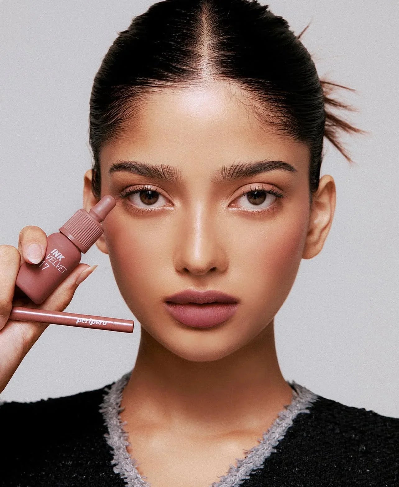 Lip Tint Peripera Ink Velvet – Tom Nude com Acabamento Aveludado e Suave