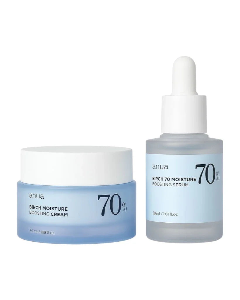 Kit Anua Birch – Sérum + Creme para Hidratar e Suavizar Peles Desidratadas e Sensíveis