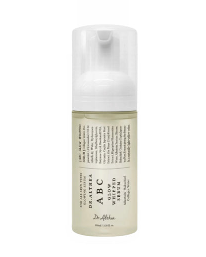 Dr. Althea – ABC Glow Whipped Serum é um sérum vegano com uma textura única "foam-to-water" que proporciona luminosidade imediata. Ao aplicar, a mousse leve transforma-se numa essência de rápida absorção que hidrata a pele em profundidade, uniformiza o tom da pele e deixa um brilho natural.

A fórmula é enriquecida com água de colagénio e bakuchiol, que em conjunto melhoram a elasticidade da pele e reduzem a visibilidade das linhas finas. A água de espinheiro-marítimo e a alantoína acalmam a pele e proporci