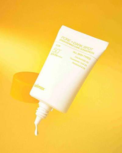 {{Celimax Pore + Dark Spot Brightening Care Sunscreen – Protetor Solar Iluminador FPS 50+}} cosmética coreana em Portugal KEVA Cosmetic.
