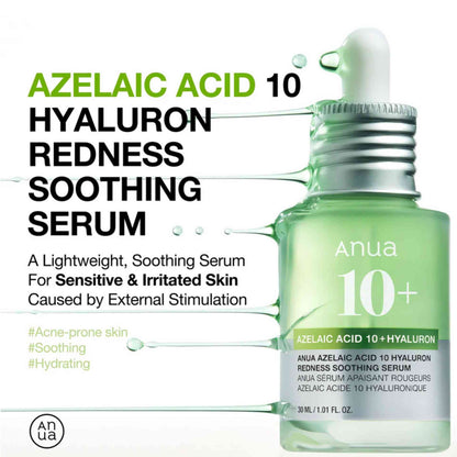 ANUA Azelaic Acid 10 Hyaluron Redness Soothing Serum – Anti-Vermelhidão e Manchas