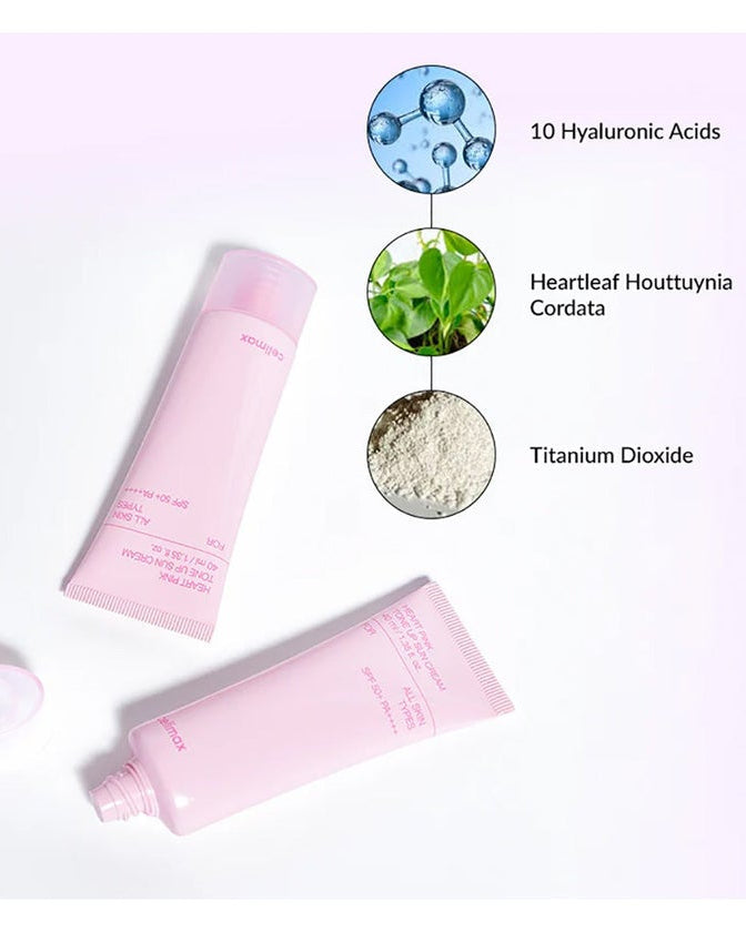 Celimax Heart Pink Tone-Up Sun Cream SPF50+ PA++++ – Protetor Solar Iluminador