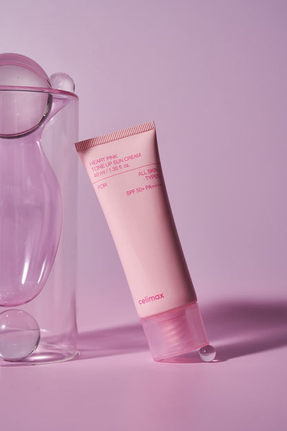 Celimax Heart Pink Tone-Up Sun Cream SPF50+ PA++++ – Protetor Solar Iluminador