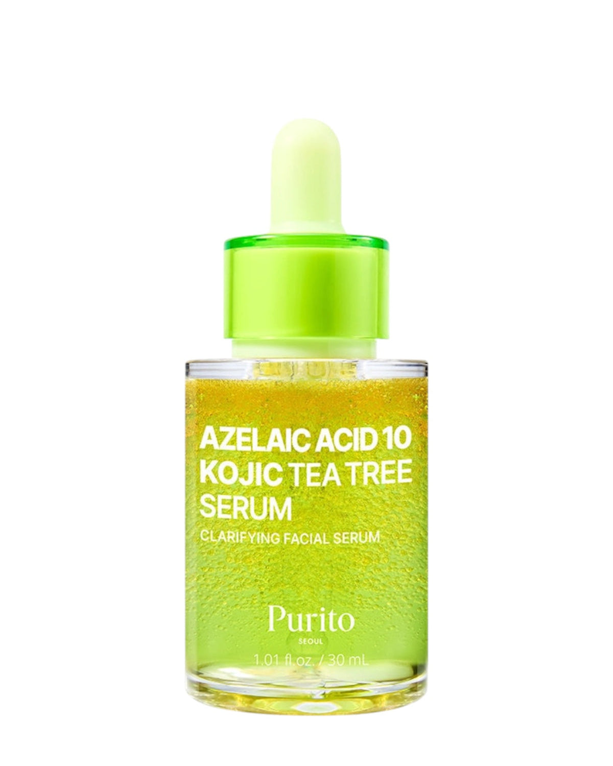 O Purito Seoul Azelaic Acid 10 Kojic Tea Tree Serum é um tratamento multikorretivo que atua sobre manchas, descoloração e textura irregular com uma mistura suave, mas eficaz, de ingredientes refinadores da pele. Com ácido azelaico, ácido kójico 