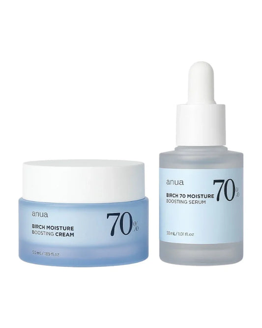 Kit Anua Birch – Sérum + Creme para Hidratar e Suavizar Peles Desidratadas e Sensíveis