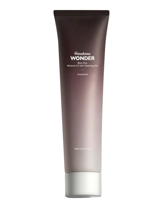 gel de limpeza Haruharu Wonder Black Rice, com arroz preto e pH suave para peles sensíveis