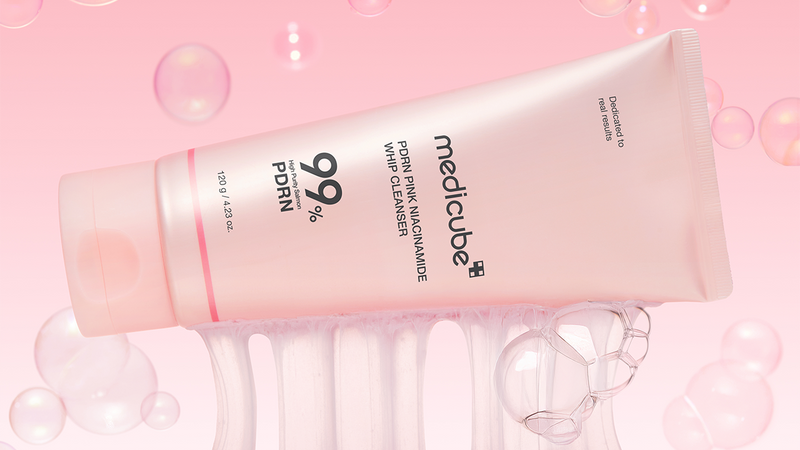 {{Medicube PDRN Pink Niacinamide Whip Cleanser- Espuma com PDRN e Niacinamida}} cosmética coreana em Portugal KEVA Cosmetic.