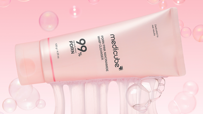 {{Medicube PDRN Pink Niacinamide Whip Cleanser- Espuma com PDRN e Niacinamida}} cosmética coreana em Portugal KEVA Cosmetic.